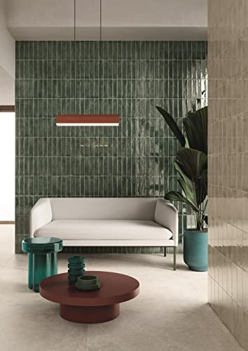 Handmade Glossy 2.5x10 Dark Green Subway Tile