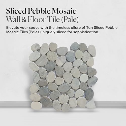 Pale Sliced Pebble Mosaic Shower Floor Tile