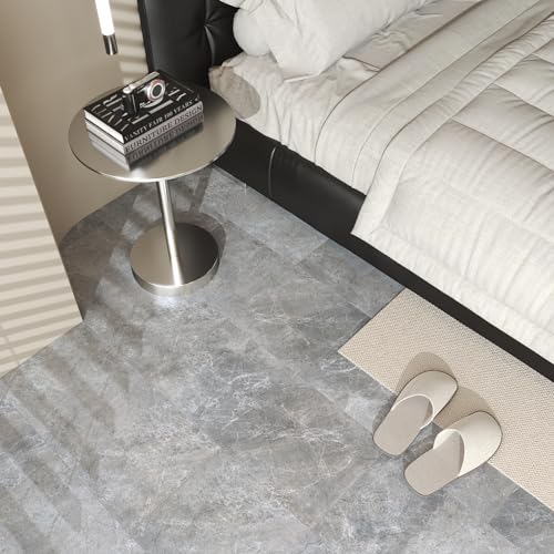 Grey Marble Peel and Stick Shower Floor Tiles