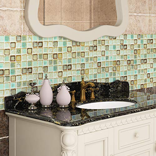 Teal Green Mosaic Peel and Stick Shower Tiles