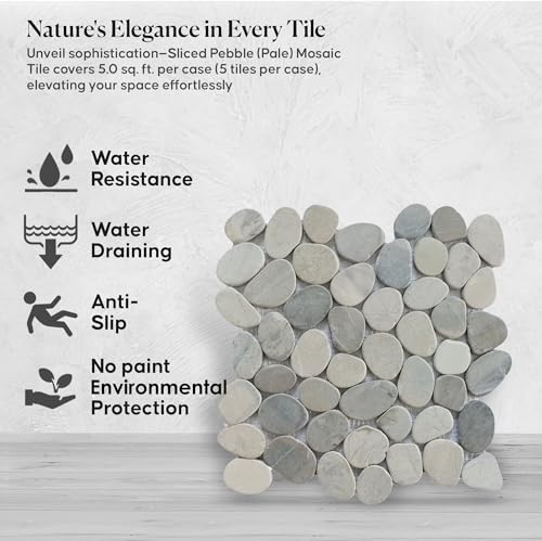 Pale Sliced Pebble Mosaic Shower Floor Tile