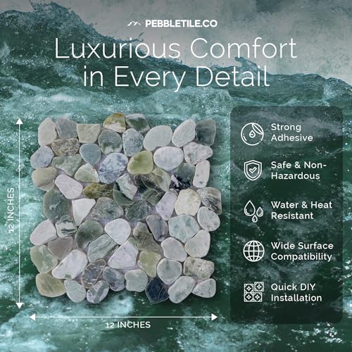 Ocean Green Pebble Mosaic Shower Tile 12"x12