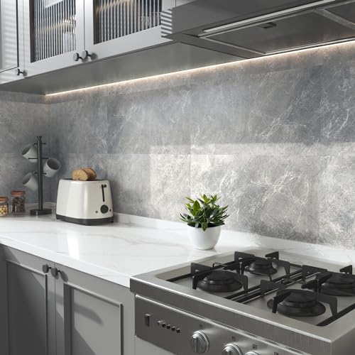 Grey Marble Peel and Stick Shower Floor Tiles