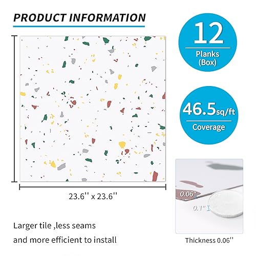 Peel and Stick Terrazzo Shower Floor Tiles - 12 Pack