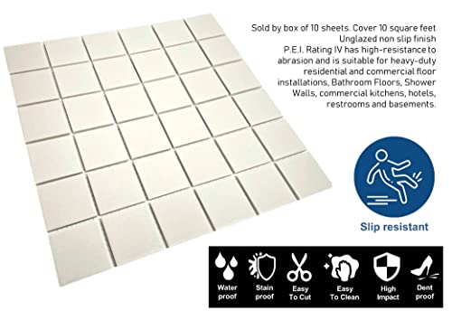 White Unglazed Porcelain 2x2 Mosaic Shower Tile