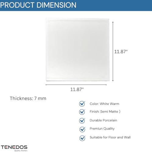 12x12 White Semi Matte Porcelain Tile - Backsplash