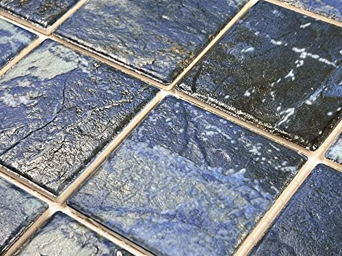 Ocean Blue Brown Rocky 3x3 Porcelain Mosaic Tile