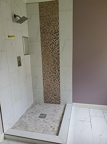 Gray Stone and Rose Gold Shower Floor Tile