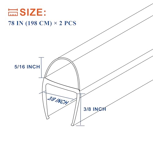 Frameless Shower Door Seal Strip 2 Pack