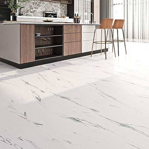 Carrara Marble Peel and Stick Shower Floor Tiles