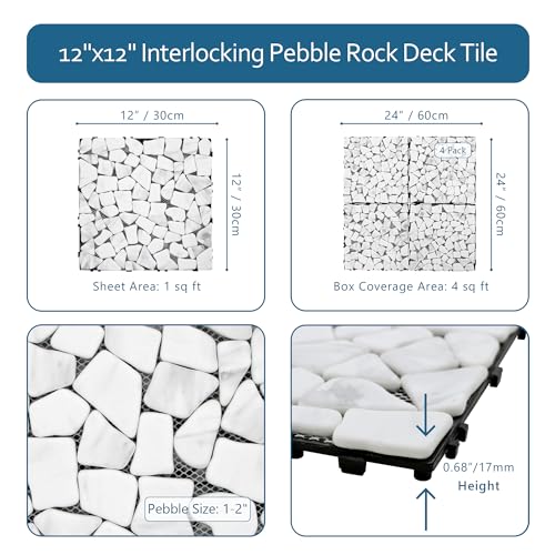 Natural Stone Interlocking Shower Floor Tiles - White