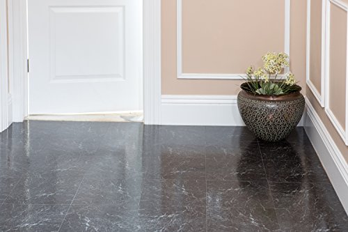 Marble Black Vinyl Shower Floor Tile, 12"x12