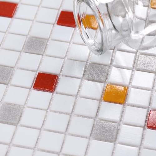 Colorful White Mosaic Tiles for Shower & Backsplash