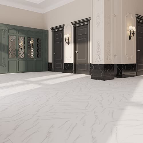 Carrara Stone-Look Vinyl Shower Floor Tiles
