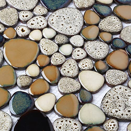 Beige Pebble Shower Floor Tile Mosaic (5 Sheets)