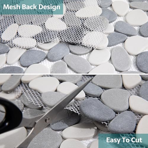 Grey & White Pebble Shower Floor Tile Pack