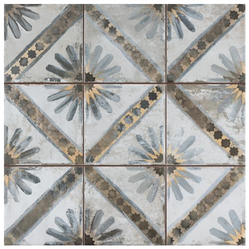 Harmonia Kings Marrakech Blue Ceramic Tile 13"x13
