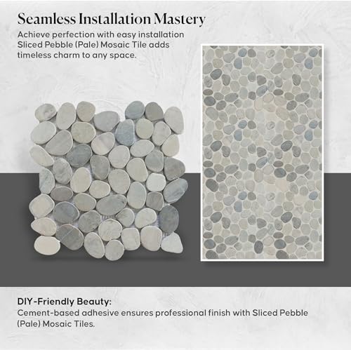 Pale Sliced Pebble Mosaic Shower Floor Tile