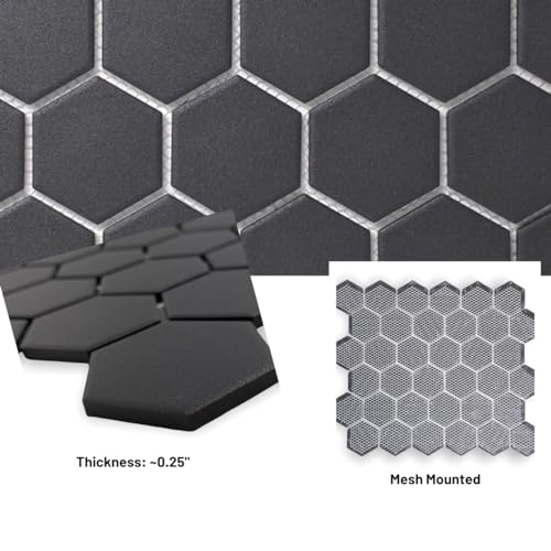 Unglazed Charcoal Hexagon Porcelain Shower Floor Tile