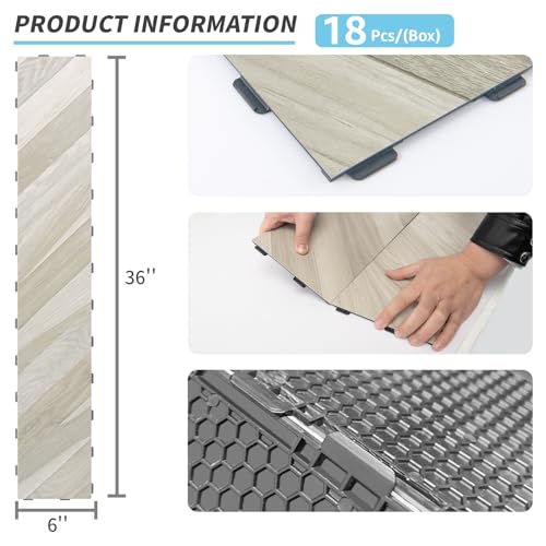 Luxury Waterproof Vinyl Shower Floor Tiles - 18-Pack
