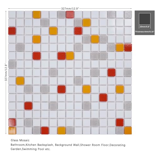 Colorful White Mosaic Tiles for Shower & Backsplash
