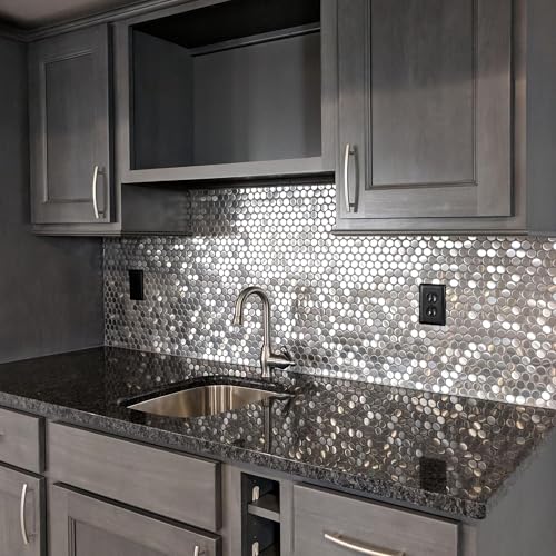 Silver Penny Round Mosaic Tile for Shower Floor