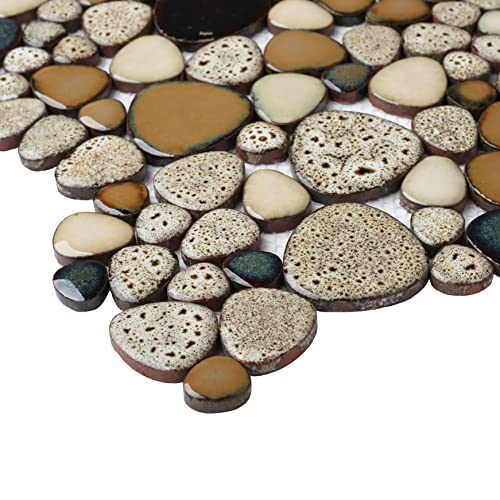 Beige Pebble Shower Floor Tile Mosaic (5 Sheets)