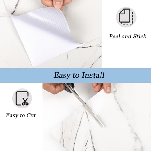 White Marble Peel and Stick Shower Floor Tiles