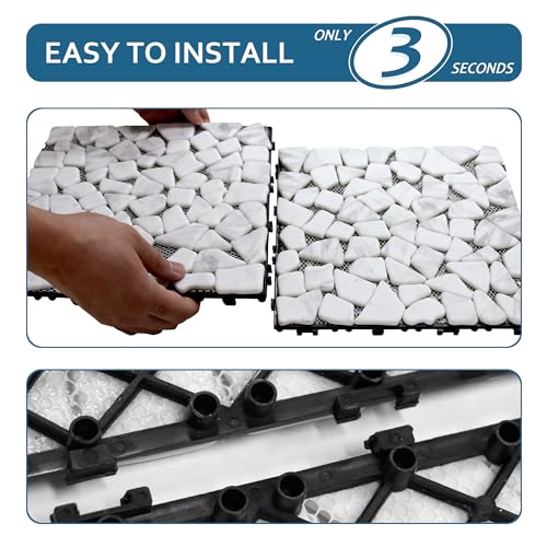 Natural Stone Interlocking Shower Floor Tiles - White