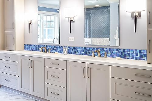 Iridescent Blue Glass Mosaic Tile Sheets