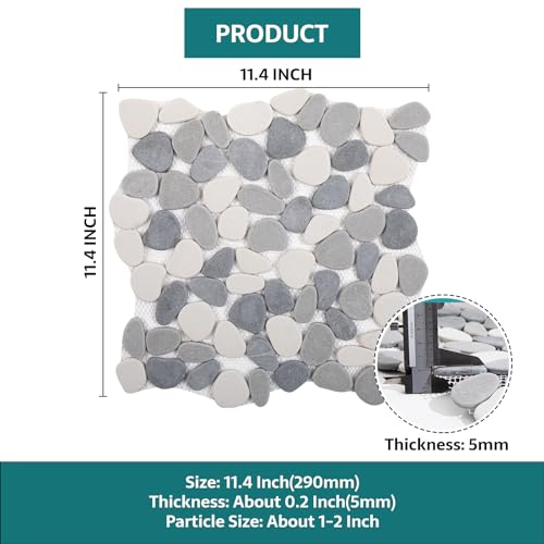 Grey & White Pebble Shower Floor Tile Pack