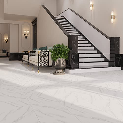 Carrara Stone-Look Vinyl Shower Floor Tiles