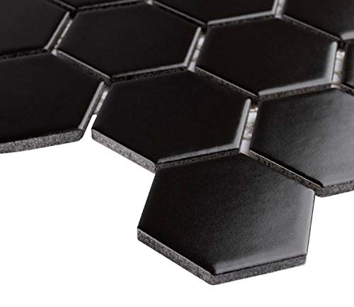 Black 2x2 Inch Matte Porcelain Hexagon Tile