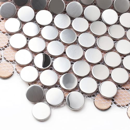 Silver Penny Round Mosaic Tile for Shower Floor