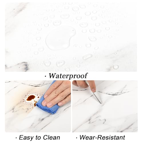 White Marble Peel and Stick Shower Floor Tiles