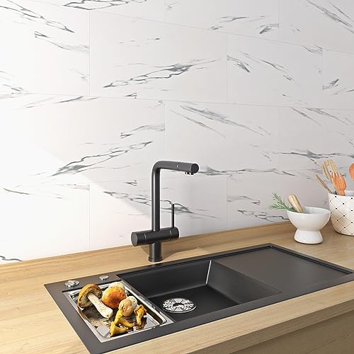 Carrara Marble Peel and Stick Shower Floor Tiles