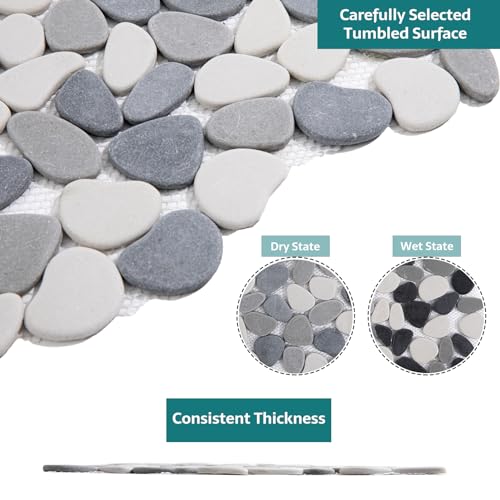 Grey & White Pebble Shower Floor Tile Pack