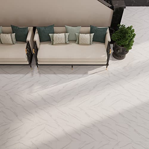 Carrara Stone-Look Vinyl Shower Floor Tiles