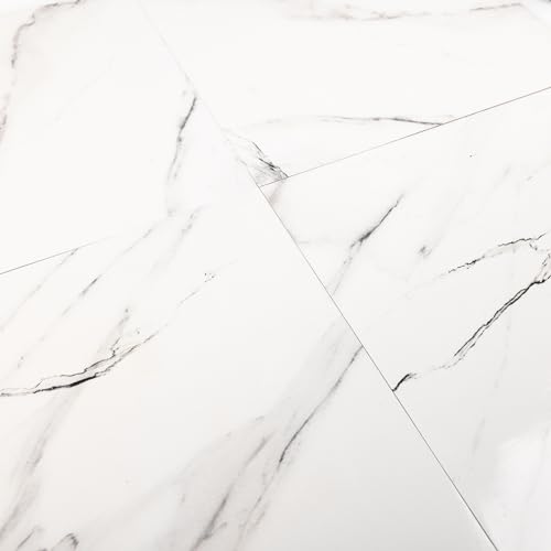 White Marble Peel and Stick Shower Floor Tiles