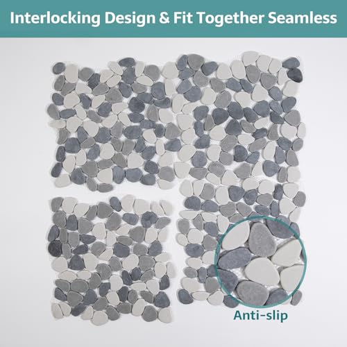 Grey & White Pebble Shower Floor Tile Pack