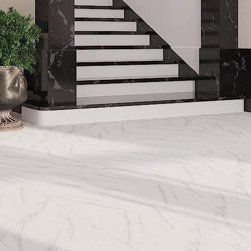 Carrara Stone-Look Vinyl Shower Floor Tiles