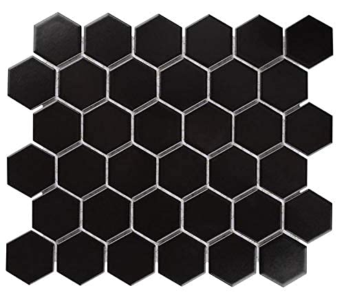 Black 2x2 Inch Matte Porcelain Hexagon Tile