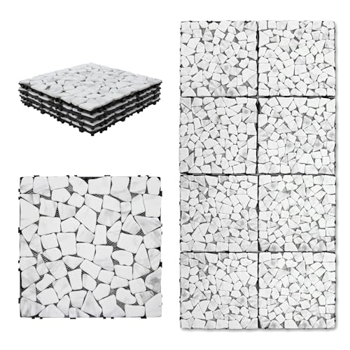 Natural Stone Interlocking Shower Floor Tiles - White