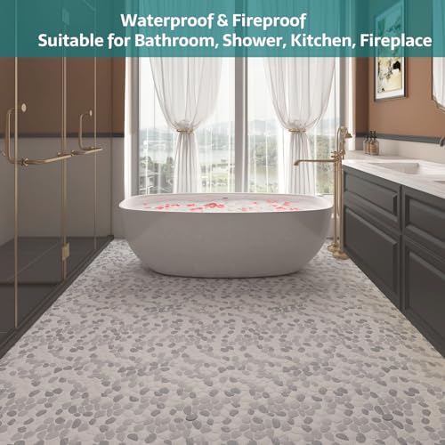 Grey & White Pebble Shower Floor Tile Pack
