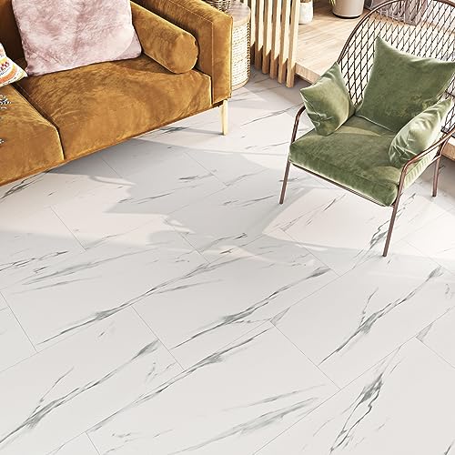 Carrara Marble Peel and Stick Shower Floor Tiles