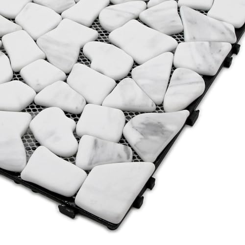 Natural Stone Interlocking Shower Floor Tiles - White