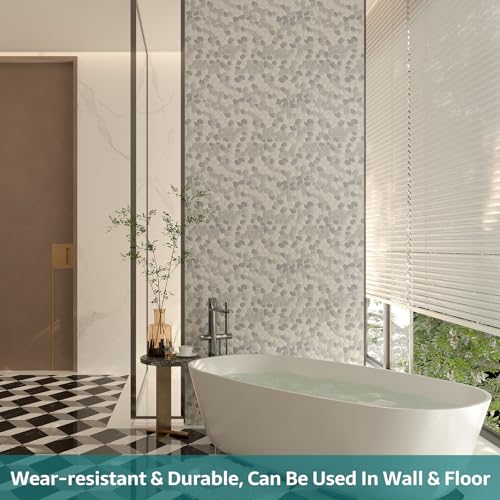 Grey & White Pebble Shower Floor Tile Pack