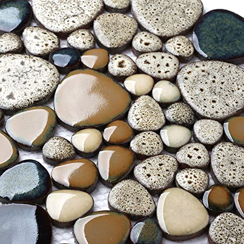 Beige Pebble Shower Floor Tile Mosaic (5 Sheets)