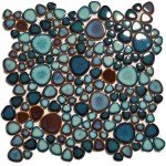 Aqua Teal Interlocking Pebble Mosaic Tile