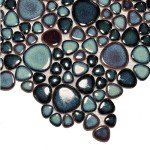 Aqua Teal Interlocking Pebble Mosaic Tile